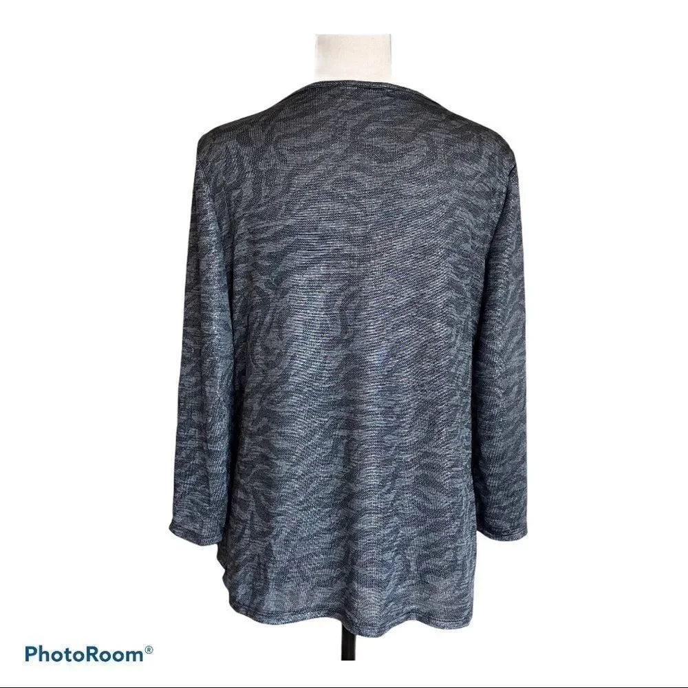 Elementz Blue Ruffle Front Top, Medium‎ - Picture 2 of 11